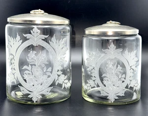 2) Stück Waschtisch Set Glas Metall Deckel Matt Ätzoptik Made in Portugal - Bild 1 von 12