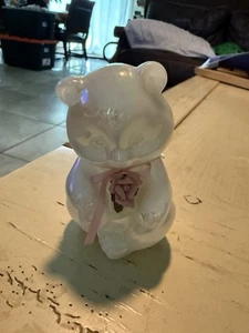 Vintage Fenton White Opalescent Bear Figurine - Picture 1 of 7