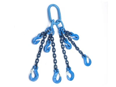 JOMA-TECH GMBH Anschlagkette Kettengehänge 4-Strang 2m 8mm blau verkürzbar Schlupfhaken GK10