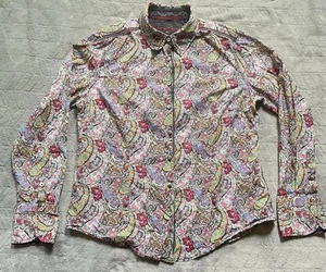 Robert Graham Women’s Red Yellow PinkFloral Paisley Shirt Large Cotton Button Up - Picture 1 of 14