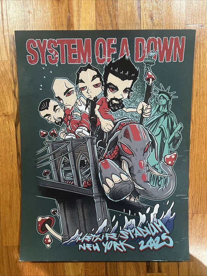 SYSTEM OF A DOWN Poster NYC Foil MetLife Official AUTHENTIC SOAD 2025 Sold Out - Image 1 of 4