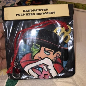 Bas Stuffer ornement de Noël bois peint à la main pâte style art bandes dessinées - Photo 1/9