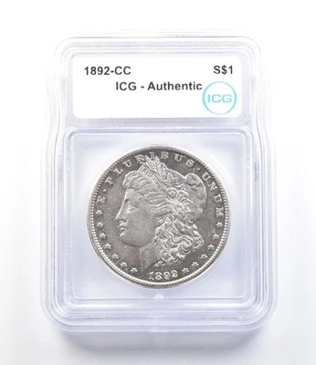1892-CC Morgan Silver Dollar Authentic ICG *9665 - Image 1 of 3