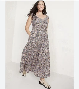 Old Navy Gr. Small Ditsy Floral Stufen gesmoktes Kleid Frühling Cottagecore - Bild 1 von 8
