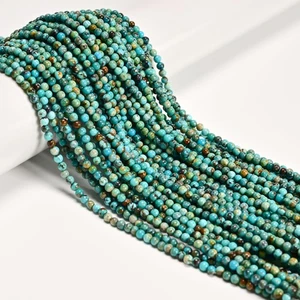 Natürliche Blau Türkis Glatte Runde Perlen Größe 3 mm 15,5 Zoll Strang - Bild 1 von 2