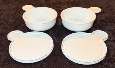Set of 2 Corning Ware White GRAB IT Bowls with 2 P-150 with Plastic Lids USA EUC - Image 1 of 4