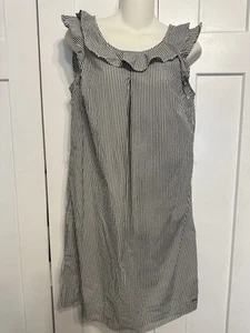 Abito Tommy Hilfiger M grigio e bianco gessato volant manica e scollo senza cintura - Foto 1 di 10