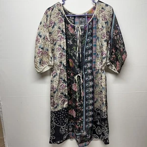 Johnny Was 100% Silk 3/4 Sleeve Sheer Boho Women’s Dress Size Small - Picture 1 of 21