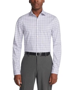 Kenneth Cole Reaction Mens Slim fit Dress Shirt XL 17 in 32-33 Purple Plaid - Picture 1 of 2