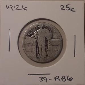 1926 Standing Liberty Quarter Philadelphia Mint 90% Silver US 25c coin (#39-RB6) - Picture 1 of 3