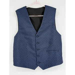 Chaleco de seda cachemira azul negro talla L para hombre formal negocios boda - Imagen 1 de 7