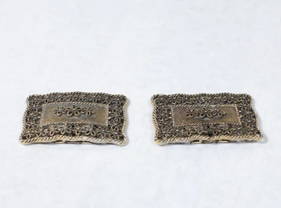 Pinzas para zapatos vintage de latón floral filigrana Art Nouveau ornamentadas TipToe Co Foto 1 de 4