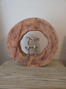 Casablanca Design Sculpture Statue Aluminium Wood Natural Christmas Reindeer  - Picture 1 of 9