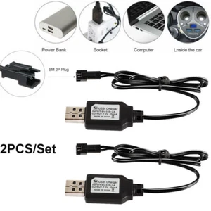 2PCS SM 2P Plug NI-MH Battery USB Charger Cable 7.2V for RC Car Battery toy - Picture 1 of 8