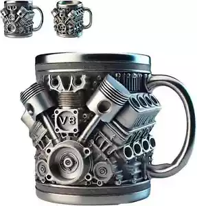 Personalized 3D Engine Stainless Steel Cup Double-Wall Insulated Coffee Mug - Picture 1 of 8