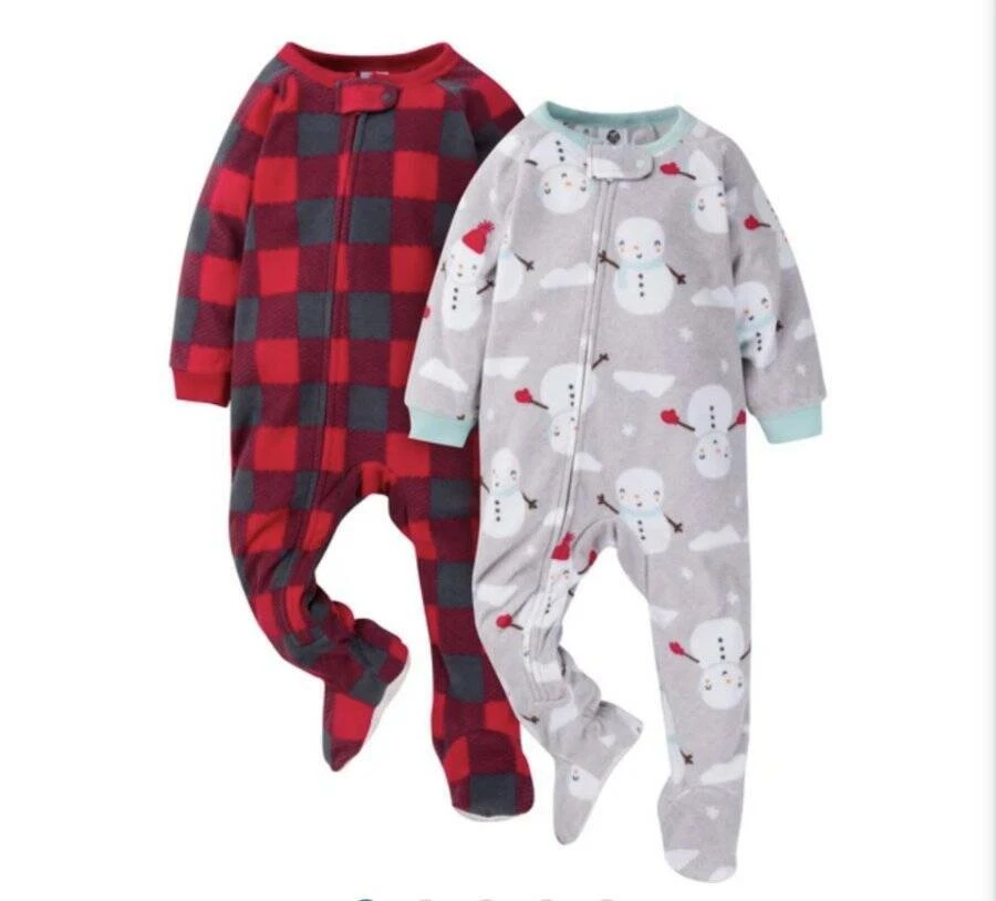 Paquete de 2 pijamas de lana a cuadros búfalo muñeco de nieve helado bebé Gerber 12 18 24 meses Foto 1 de 1
