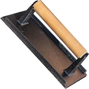 Versatile Safetouch 8x4in Cast Iron Grill Weight 1pc. Meat Press With Wooden Han - Picture 1 of 6