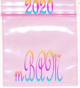 100 PACK PINK 2020 Apple Zip Baggies 2.0x2.0" Mini Zip Custom Baggies - Picture 1 of 12