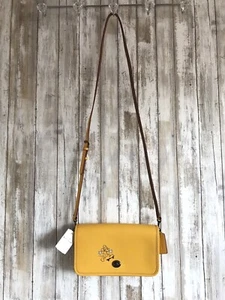 COACH x Disney Mickey Skateboard Penny Banana Yellow Leather Crossbody NEW NWT - Picture 1 of 12