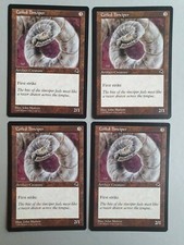 Coiled Tinviper x4 PLAYSET, MTG Tempest (1997) Common Artifact VNM