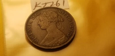 Great Britain 1868 Rare Farthing Farthing Coin Idkt33. - Image 1 of 2
