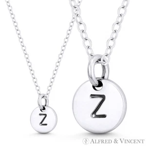 Dije/colgante de plata esterlina .925 pequeño disco redondo letra inicial "Z" 11 mm x 8 mm - Imagen 1 de 3