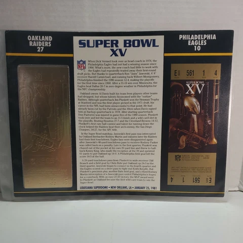 SUPER BOWL 15 Raiders vs Eagles Willabee & Ward 22KT GOLD TICKET Cover