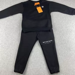 New Act Of Faith Sweater And Sweatpants Set Kids 4T Black Long Sleeve 2 Pieces - Picture 1 of 17