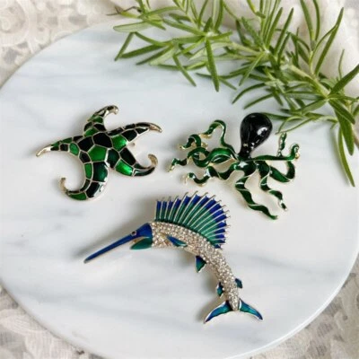 Ocean Series Fashion Corsage Brooch Enamel Pin Men Suit Brooch Lapel Accessories - Image 1 of 4