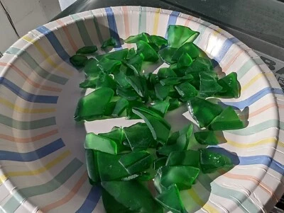 170 gram lot  Man-made  Green SEA GLASS  well rounded very smooth - Image 1 of 4