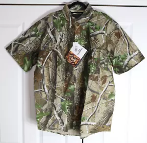 Bob Allen 141K Mens Short Sleeve XL Hardwood Green Camo Button Down 14089 - Picture 1 of 8
