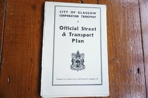 c1950s Glasgow Corporation Transport Services Map Bus Route  - Foto 1 di 7