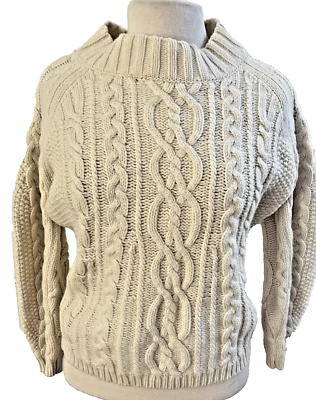 Suéter Sundance Lana de Cordero Pescador Mujer XS Marfil Trenzado Cable Tejido Pullover Foto 1 de 4