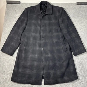 Cardinal of Canada x Loro Piana 46R Wool Plaid Tweed Overcoat Jacket Black Mens - Picture 1 of 14