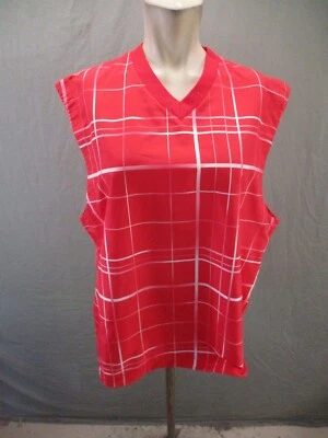 Camiseta deportiva de golf Nike talla M para hombre roja a cuadros cuello en V sin mangas transpirable 117 Foto 1 de 4