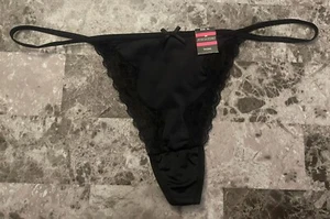 NWT JOE BOXER XL SMOOTH BLACK LACE BOW VINTAGE RARE V STRING PANTIES - Picture 1 of 6