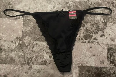 全新带标签 JOE BOXER XL SMOOTH 黑色蕾丝蝴蝶结复古罕见 V 弦内裤 — 第 1/4 张图片