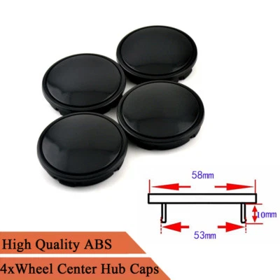Cubierta de tapacubos centrales de rueda modificada para automóvil de 58 mm/53 mm de plástico ABS negro 4 piezas Foto 1 de 4