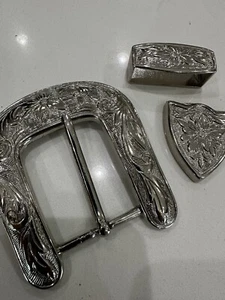 "Hebilla de cinturón occidental floral Kippys vintage y accesorios para cinturón de 1,5""" - Imagen 1 de 13