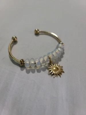 Gold Stainless Steel Opal Beaded Sunshine Sun Charm  Bracelet - Image 1 of 4