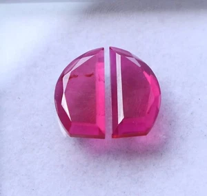 Ruby Loose Gemstone Lab Create Ruby Cut Cab Flat Back Ruby Making Jewelry19X10MM - Picture 1 of 5