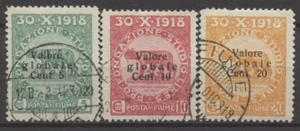 Nº: 133251 - FIUME (ITALIA) - LOTE 3 SELLOS ANTIGUOS con OP. "VALORE GLOBAL.. - USADO!! - Imagen 1 de 1