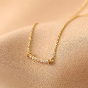 Gold Bar Necklace | Simulated Necklace | Silver Diamond Bar Necklace - Picture 1 of 8