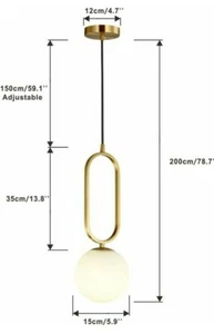 Elegante Colgante de Oro Moderno Ajustable Colgante Vidrio Blanco Globo Celing Luz - Imagen 1 de 3