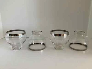 Dorothy Thorpe-Style Silver Rim Clear Shrimp Cocktail Glasses Set of 4  AS IS - Picture 1 of 7