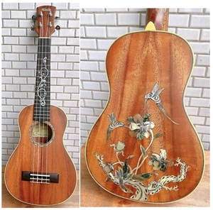 Alulu Solid Acacia Koa wood Concert Ukulele, hummingbird inlay UKC239 - Picture 1 of 15