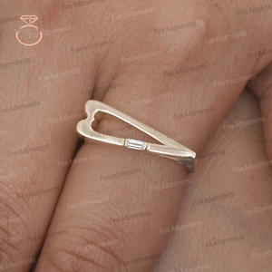 Massiver 14k Gelbgold Herz Ring Natur Baguette Diamant Statement Edler Schmuck - Bild 1 von 12