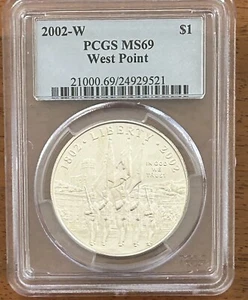 2002 W West Point Commemorative Silver Dollar MS69 - Picture 1 of 2