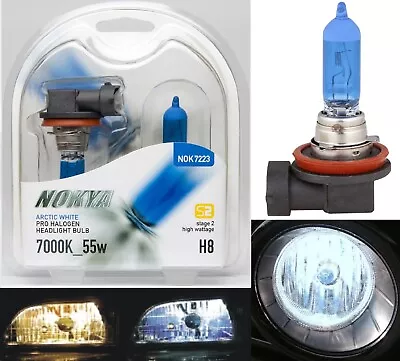 Nokya 7000K White H8 Nok7223 55W Two Bulbs DRL Daytime Light Cornering Angel Eye - Image 1 of 4