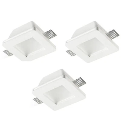 3X FARETTI GESSO CERAMICO A SCOMPARSA CON VETRO PER CARTONGESSO LED GU10 MOLLA - Immagine 1 di 3
